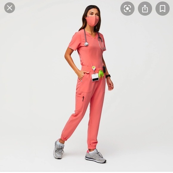 Figs Tops Figs Hot Coral Catarina One Pocket Scrub Top Poshmark